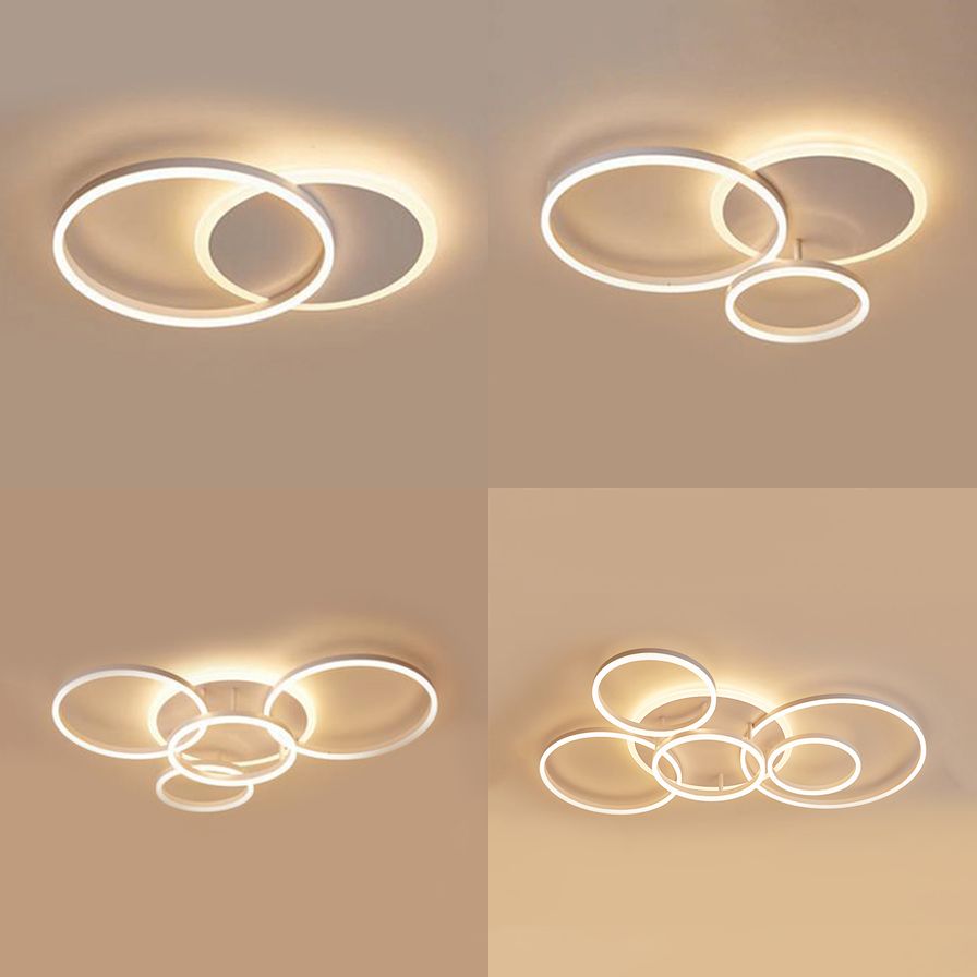 Acrylic Halo-Like Ring Flush Ceiling Light Simple LED 2/3/5 Lights White Flush Mount Ceiling Light Fixture in Warm/White Light