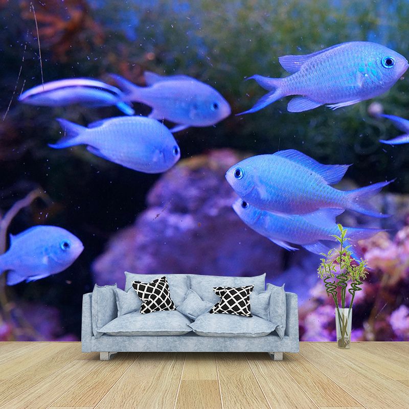 Photography Tropical Wall Mural Stain Resistant Fish Sitting Room Wall Mural