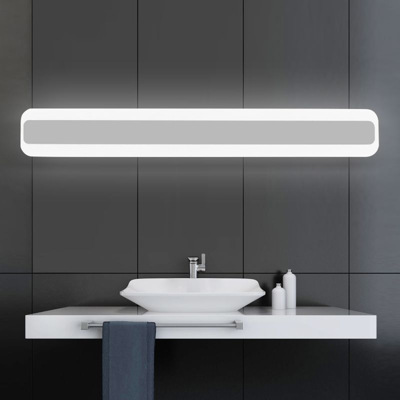 Rectangle LED Bath Bar in Sliver Finish Stainless Steel and Acrylic Bathroom Vanity Light