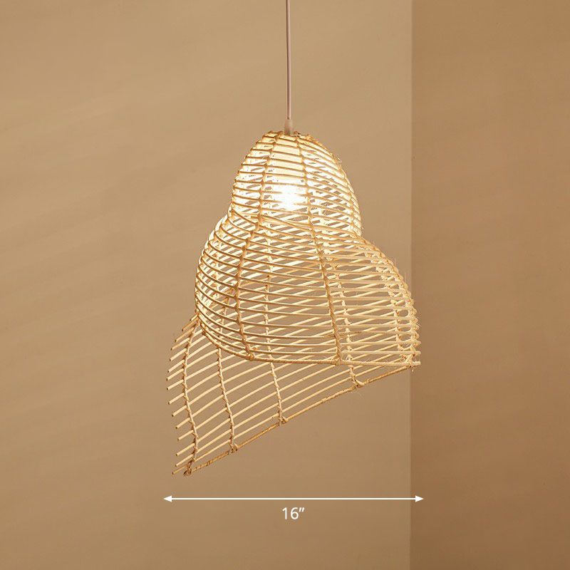 Conch Shaped Restaurant Ceiling Light Rattan Single Modern Style Hanging Pendant Lighting