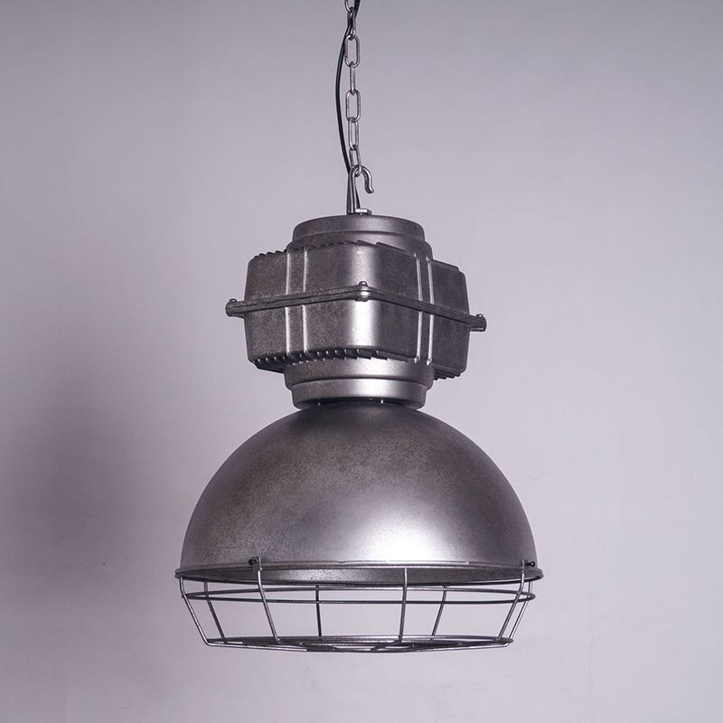 Retro Mining Light Shaped Metal Lighting Fixture 16" Wide Industrial Style Single Bulb Suspension Lamp with Adjustable Hanging Chain