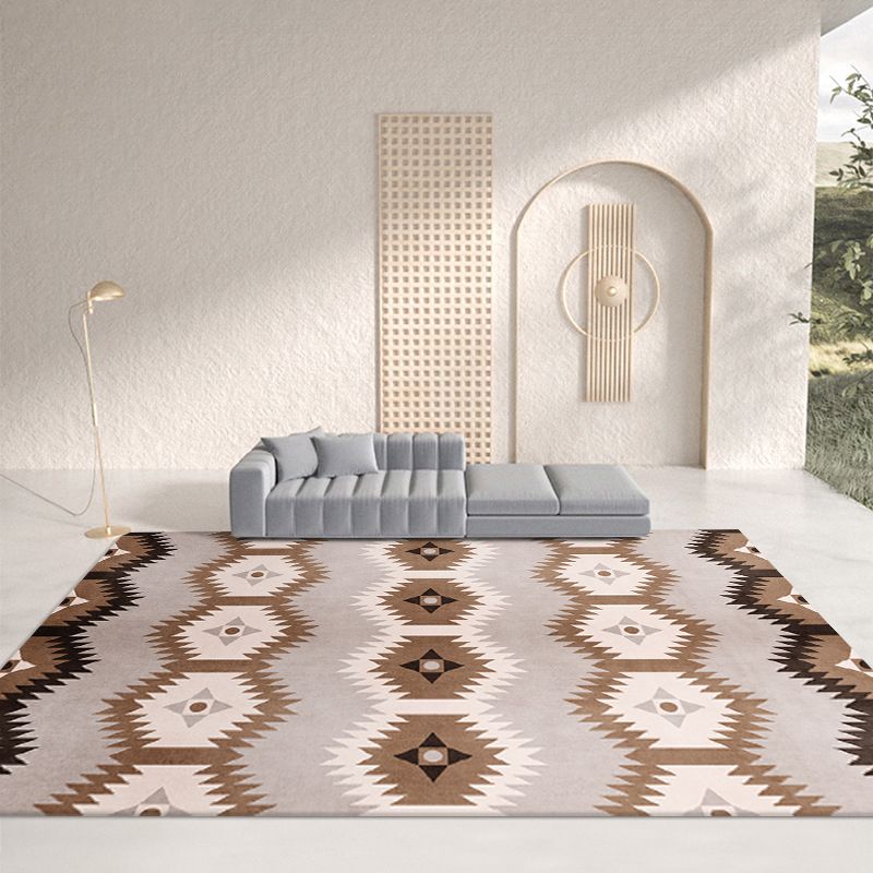 Retro Home Decoration Indoor Rug Polyester Tribal Pattern Rug Non-Slip Backing Area Carpet