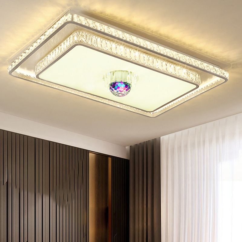 Crystal Square Ceiling Mounted Light Modern Bluetooth LED White Ceiling Lighting