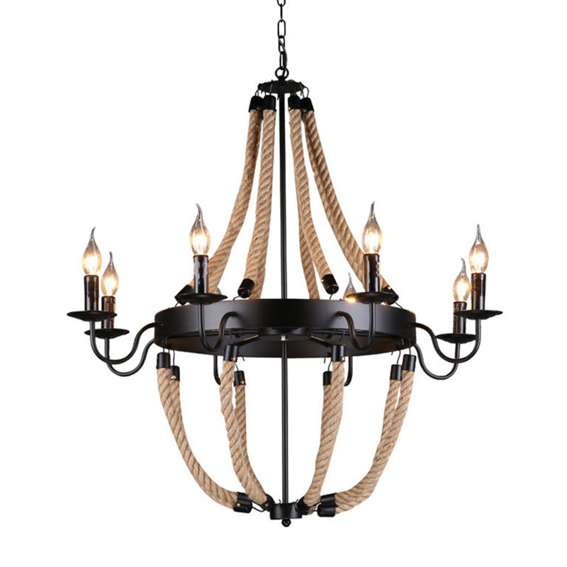 Corde candelabra pendentif luminaire rétro de style rétro de style restauration Lumière en noir