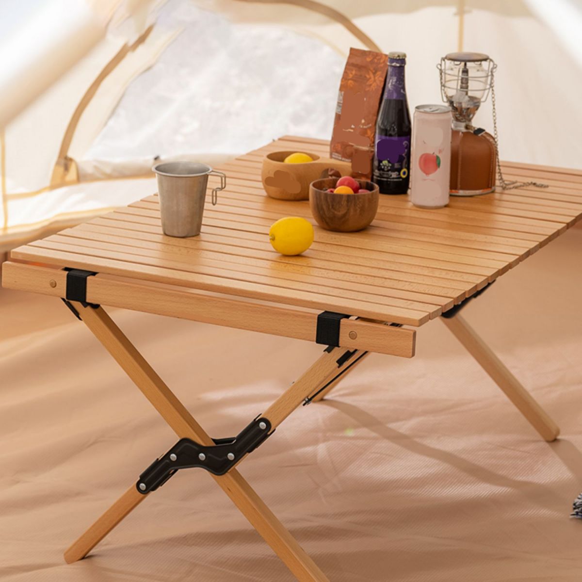 Outdoor Removable Camping Table Modern Beech Wood Folding Table