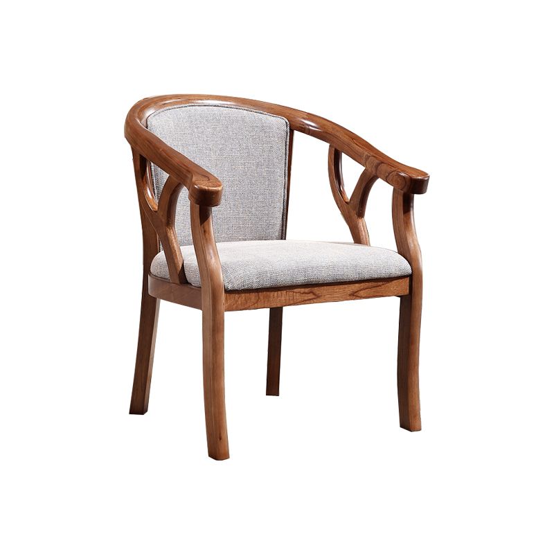 Indoor Dining Arm Chair Solid Wood Frame Dining Chair in Brown