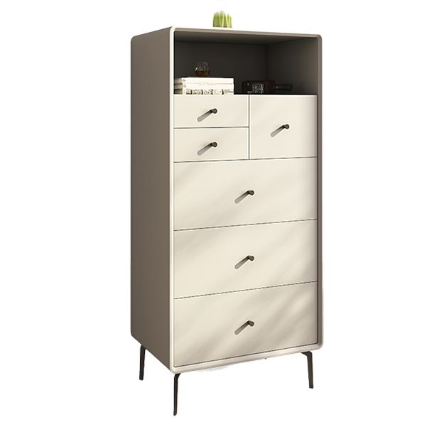 Vertical Leather Chest with Metal Legs Chest with Drawers for Bedroom