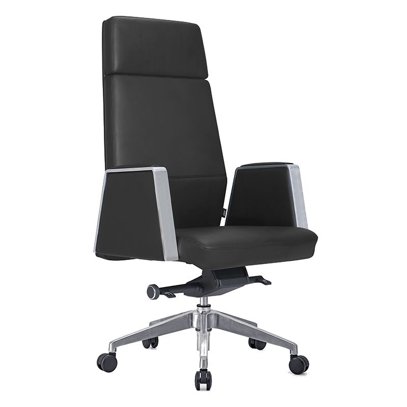 Modern Computer Chair Fixed Arms Chair High Back Leather Management Office Chair