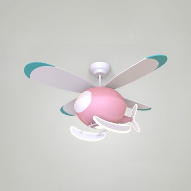 Metal Airplane Flush Mount Light Modern Colorful LED Fan Light for Kid's Room