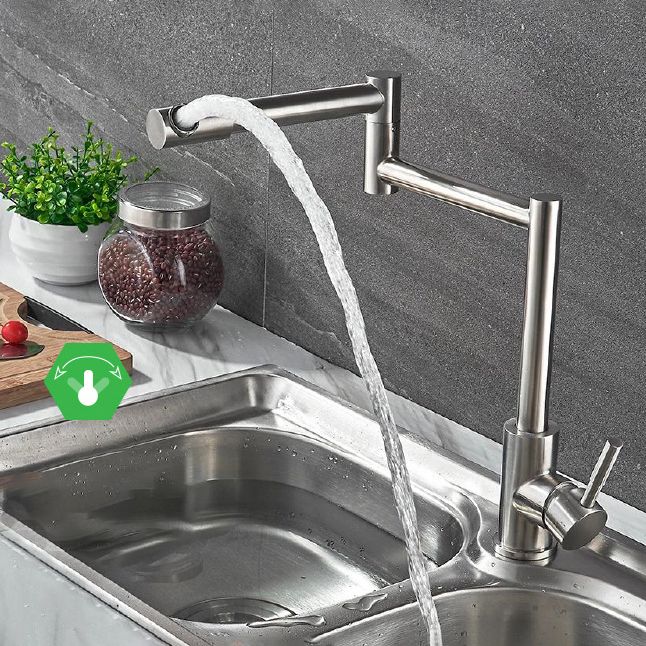 Modern Kitchen Faucet Single Lever Handle Swivel Stainless Steel Pot Filler