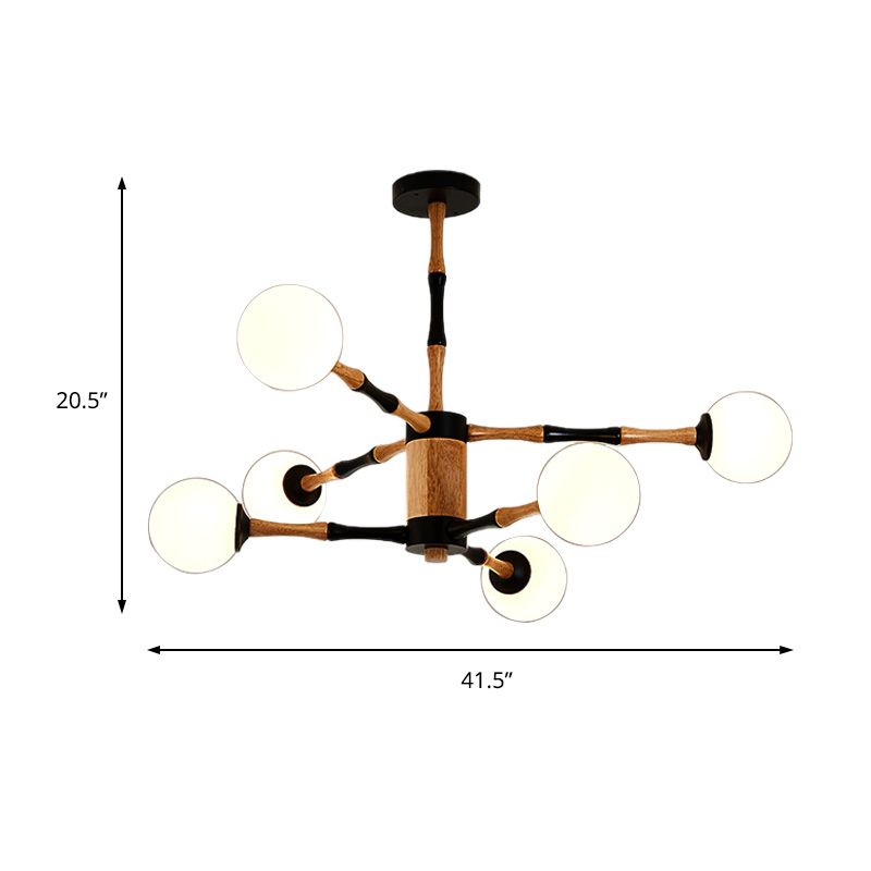 Wooden Sputnik Chandelier Lighting Contemporary 6/8/12 Lights Hanging Pendant Lamp Fixture for Bedroom