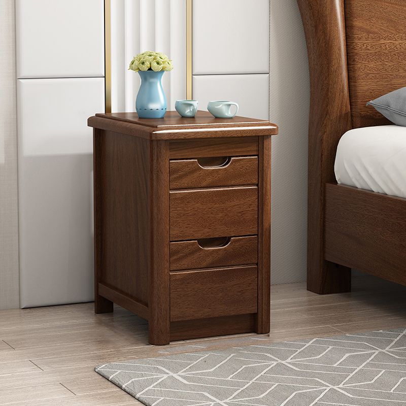 20 Inch H Bed Nightstand Solid Wood 2-Drawer Modern Brown Night Table