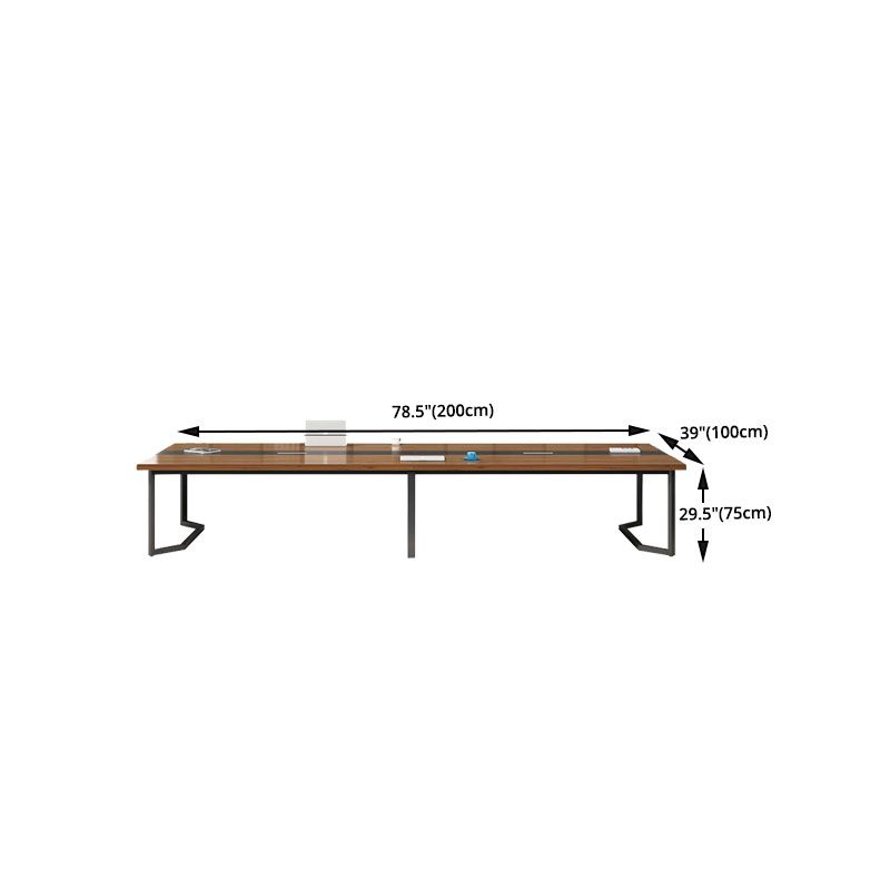 Modern Manufactured Wood Office Desk Rectangular Desk with Cable Management