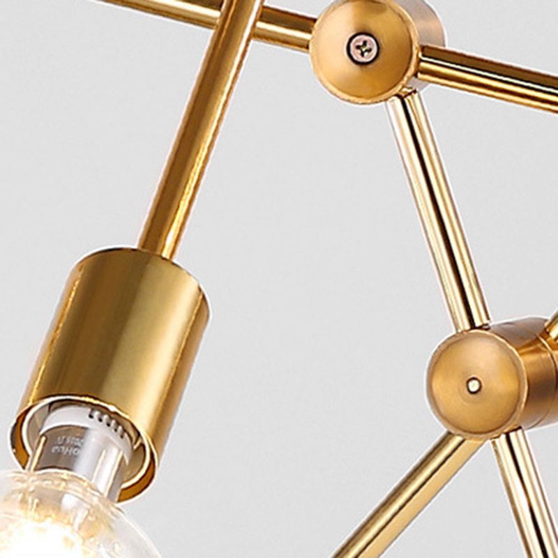 Metal Starburst Chandelier Light Brass Multi Light Industrial Pendant Light for Living Room