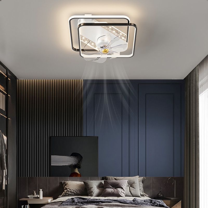 Modern Geometric LED Fan Light in Black / Gold Ceiling Fan Fixture