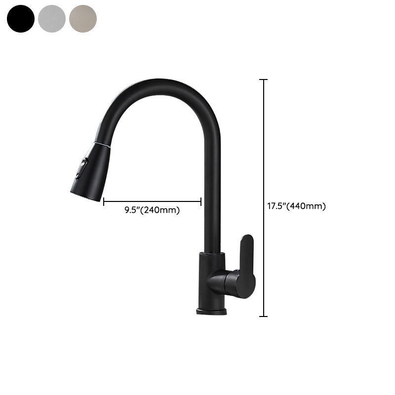 Modern Pull Down Single Handle Kitchen Faucet 1-Hold Profile Faucet