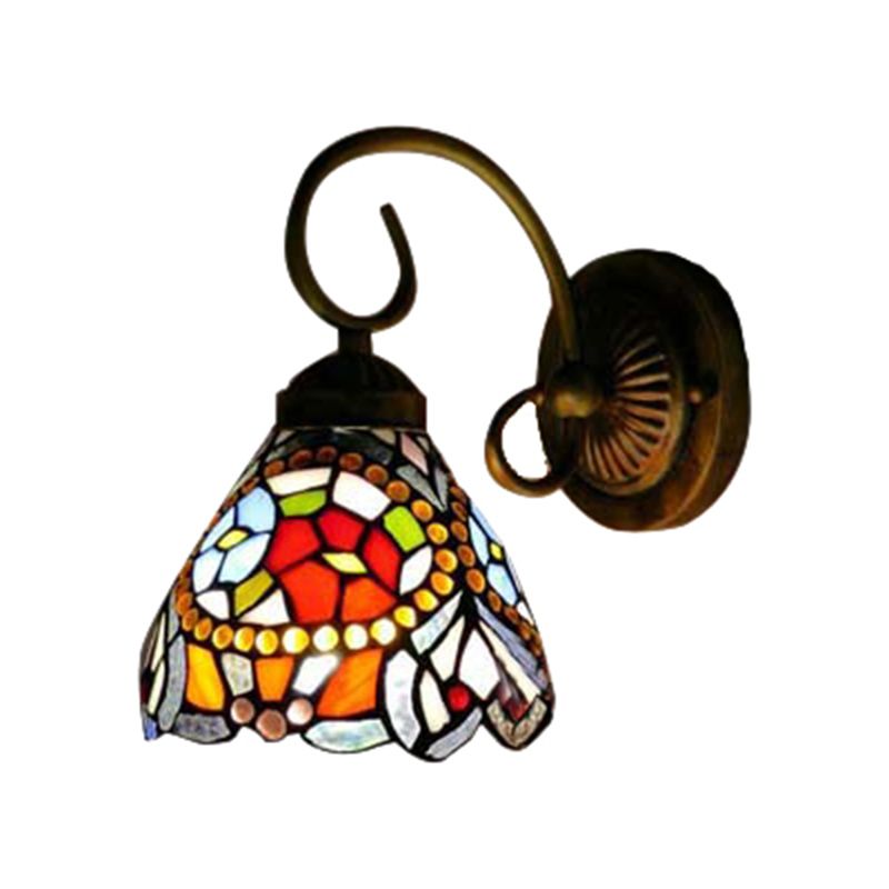 Flower Wall Light Fixture Tiffany Multicolor Stained Color 1 Head Rust Sconce Light