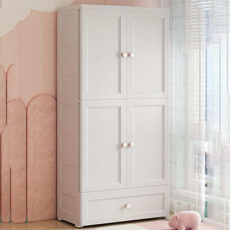 Plastic Kid's Wardrobe Garment Rod Included Armoire Cabinet for Indoor