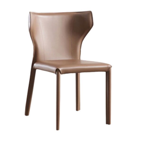 Contemporary Leather Dining Chair Wingback Side Chair in Matte Finish