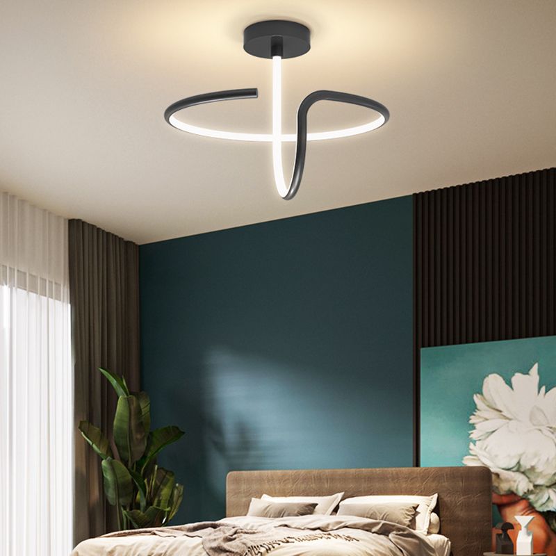 Simple Twisted Semi Flush Mount Light Acrylic LED Bedroom Semi Flush Ceiling Light