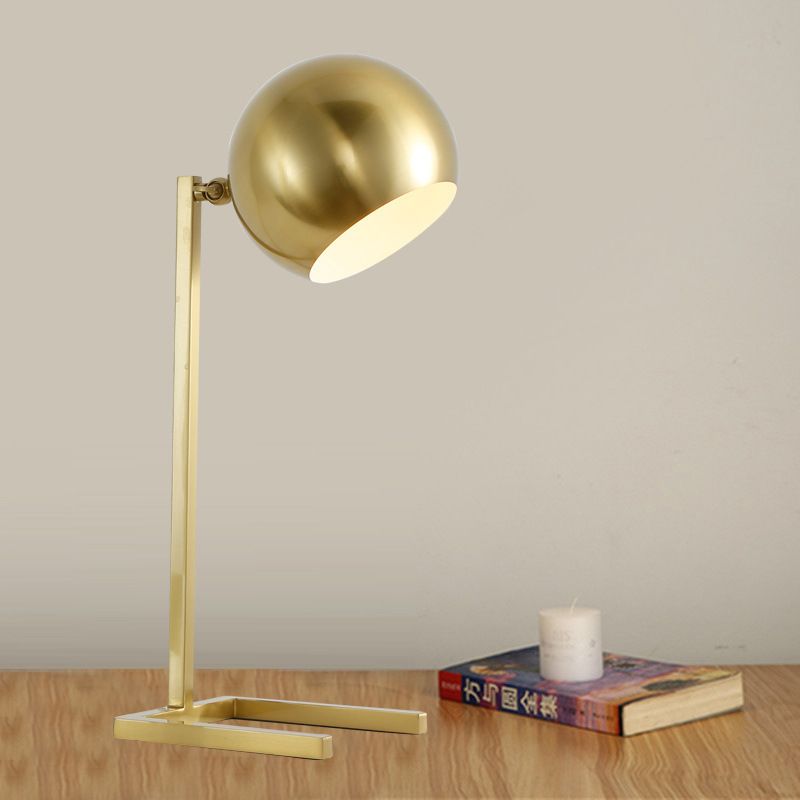 Spherical Task Lighting Modernist Metal 1 Bulb Reading Book Light in Gold for Study