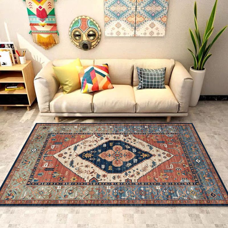Alfombra geométrica persa alfombra multicolor de sintética alfombra de área sin desliz