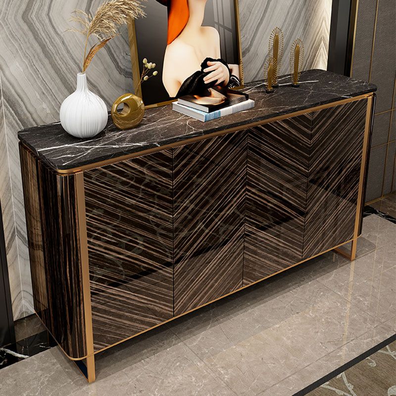 Glam Buffet Table Stone Storage Sideboard Buffet with Doors for Dining Room