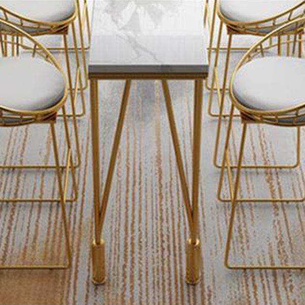 Modern Pub Table with Gold Metal Legs Rectangle Marble Top Bistro Table