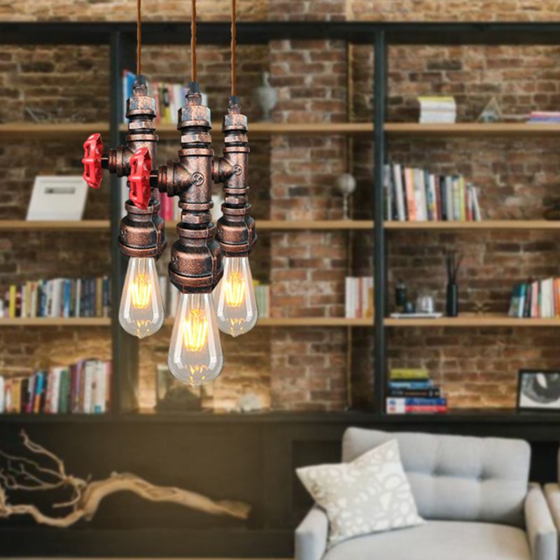 Water Pipe Bar Hanging Pendant Light Vintage Style Metal Pendant Lighting Fixture