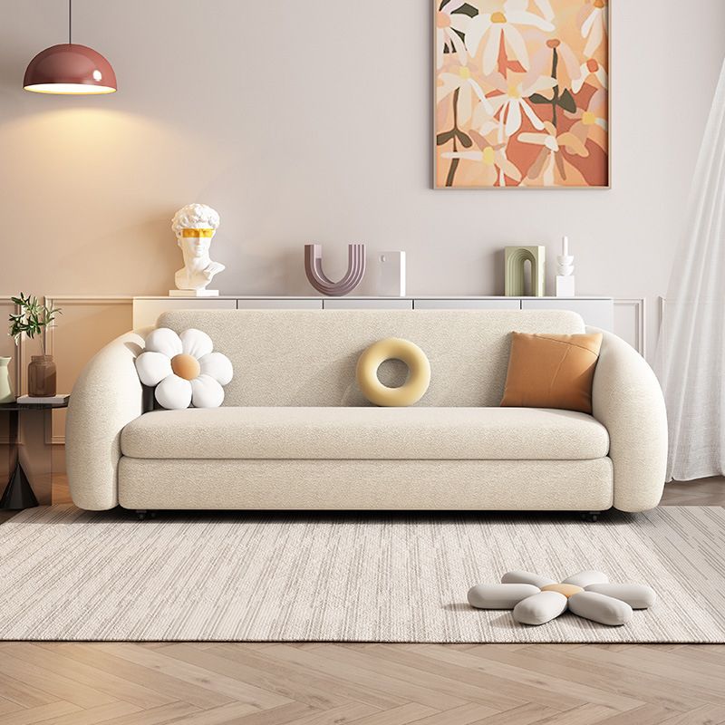 Contemporary Wool Sofa Cushions Back Sofa Bed in Beige For Living Room