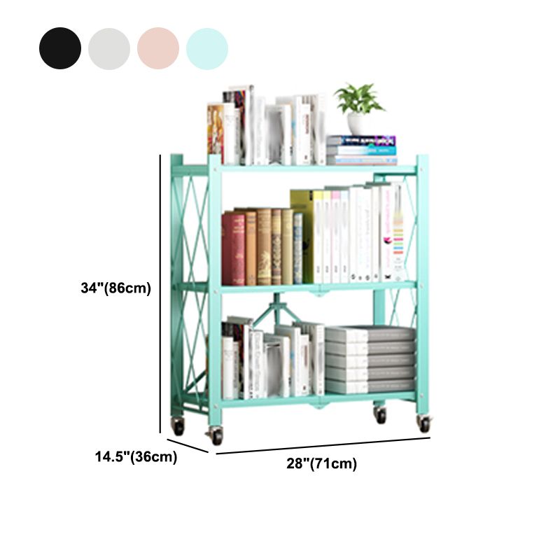 Foldable Bookshelf Scandinavian Style Bookcase for Home Office with Casters