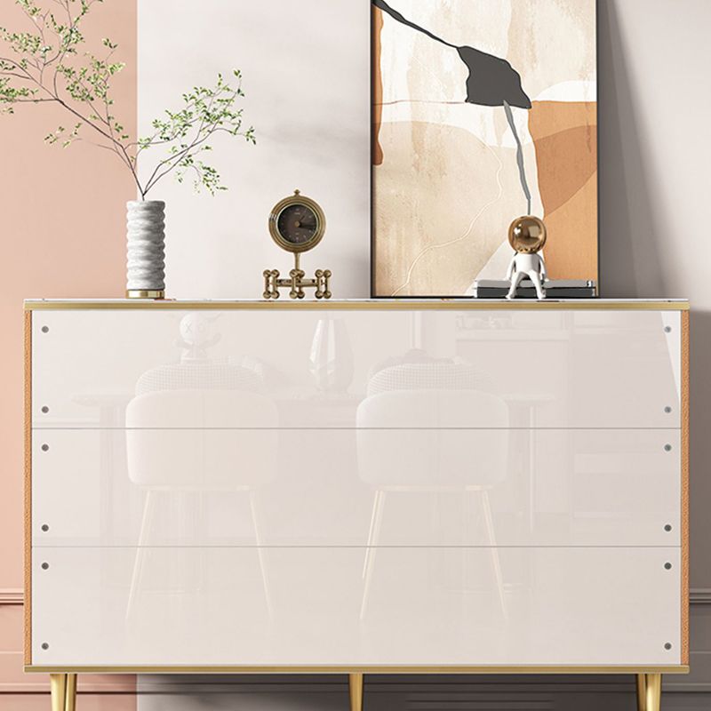 Glam Style Sideboard White Stone Top Side Board with Gold Legs