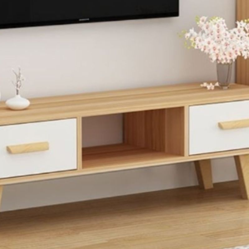 Scandinavian TV Media Stand with Drawers Wood TV Stand Console