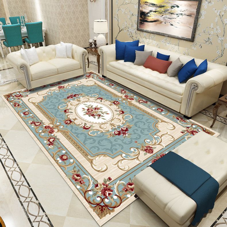 Antique Patterned Rug Multi-Color Polypropylene Indoor Rug Easy Care Washable Carpet for Parlor