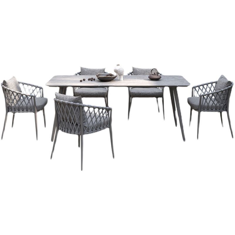 Contemporary Aluminum Frame Patio Table Outdoor Dining Table