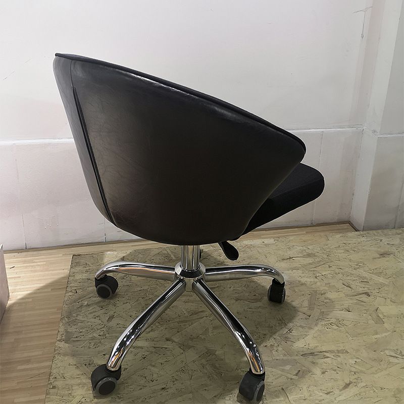 Modern Armless Black Office Chair  Height-adjustable Chair with Wheels