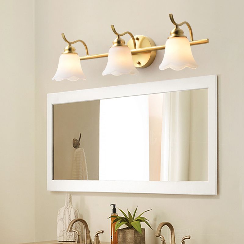 Contemporary Vanity Light Simple White Glass Mirror Lighting Fixtures for Washing Room