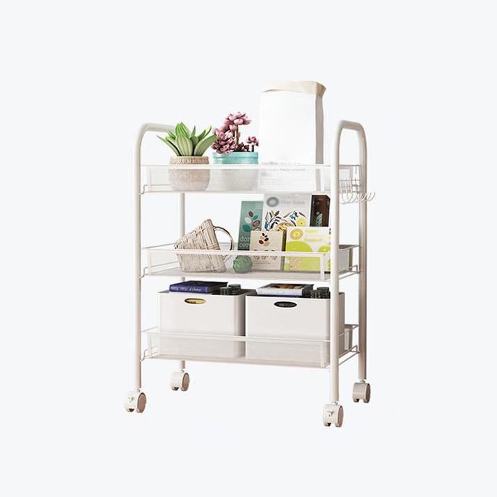 Industrial Metal Etagere Bookshelf Vertical Open Bookcase with Caster Wheels