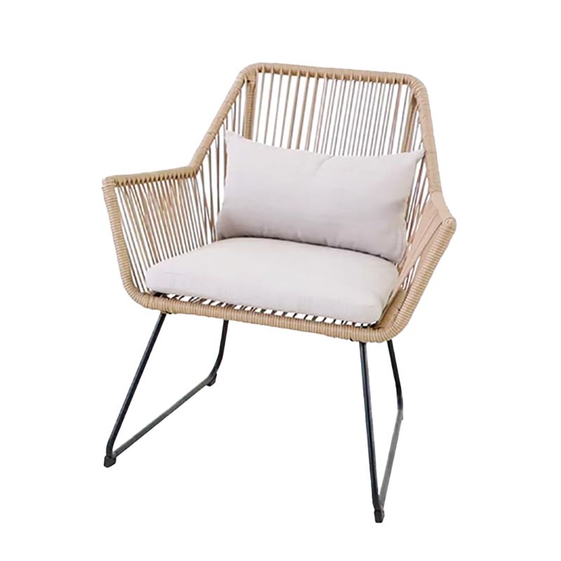 Tropical Patio Dining Armchair Rattan With Arm Removable Cushion Outdoor Bistro Chairs