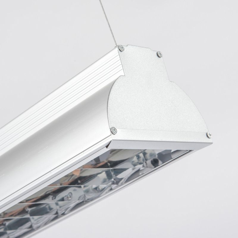 Led Office Pendant Lighting with Linear Metal Shade White Hanging Ceiling Light Fixture for Office