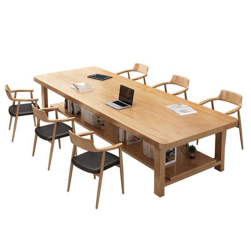 Solid Wood Writing Desk Contemporary Style Office Meeting Table