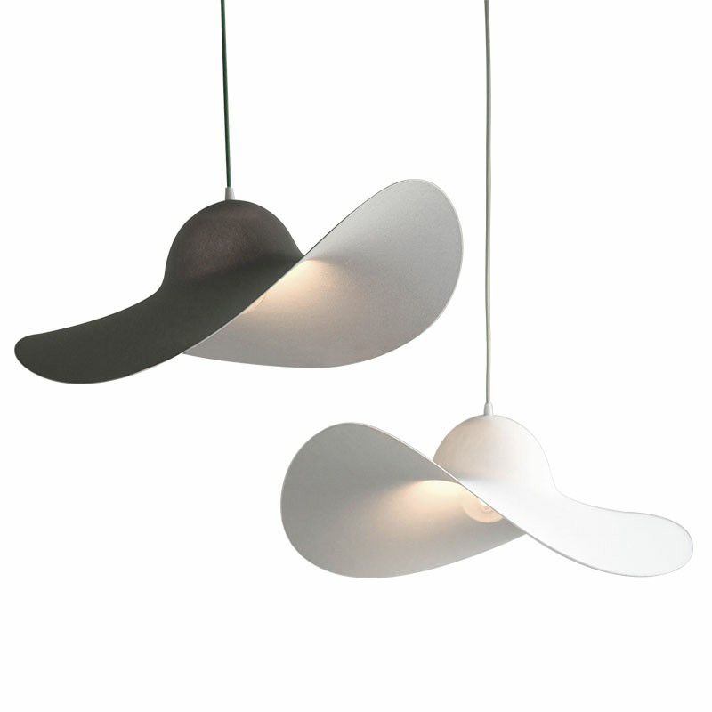 Wide-Brimmed Hat Shaped Pendant Lamp Minimalist Stylish PU Single Living Room Hanging Light