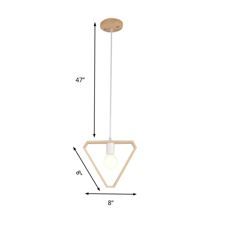 Triangle/Square/Hexagonal Drop Pendant Contemporary Wooden 1-Light Bedroom Ceiling Light Fixture