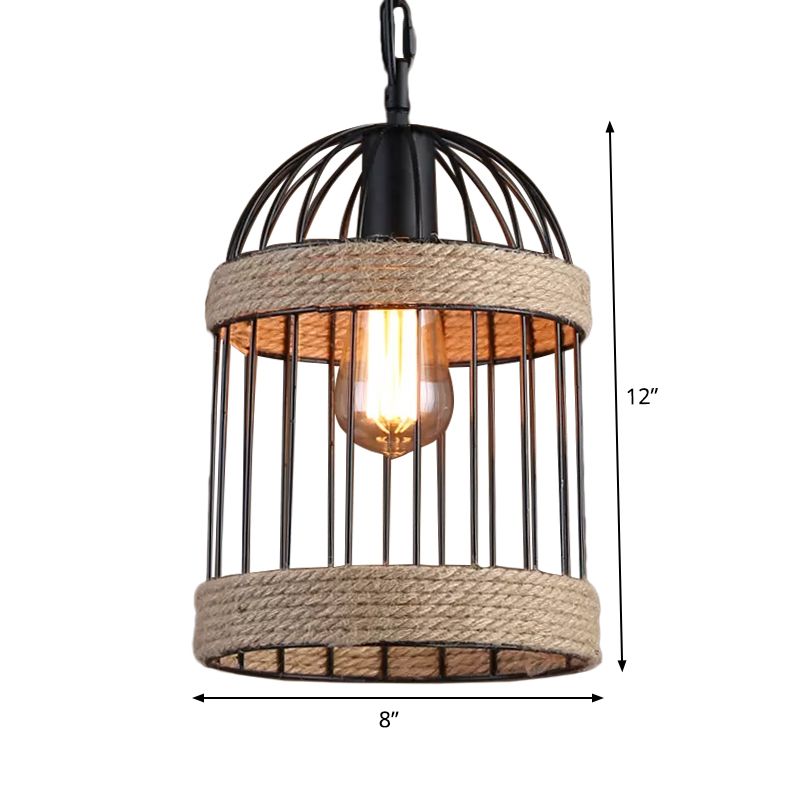 Croched Cage Cage Pendule Light Country Style 1 Snack Bar Snack Bar suspendu en marron