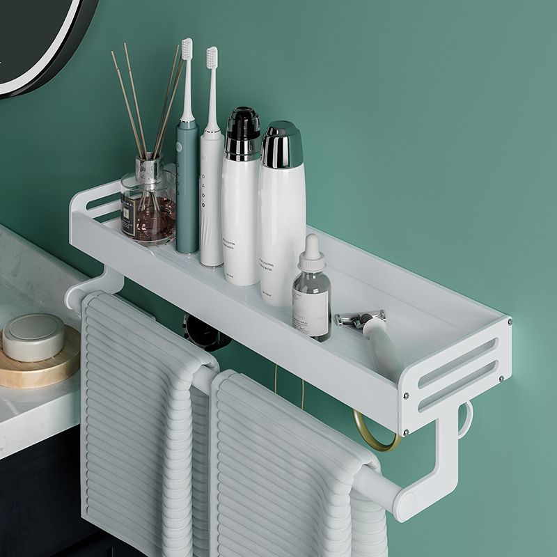 2-Piece Modern Bathroom Accessory Set White Rectangular Bath Shelf