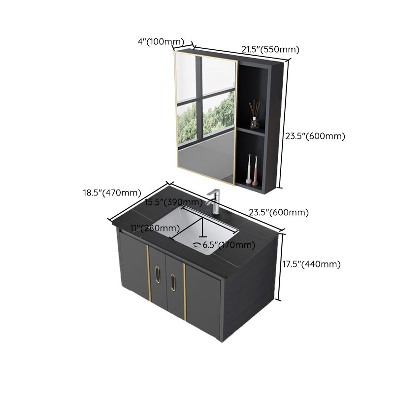 Bathroom Sink Vanity Rectangular Ceramic Sink Drawers Mirror Vanity with Faucet