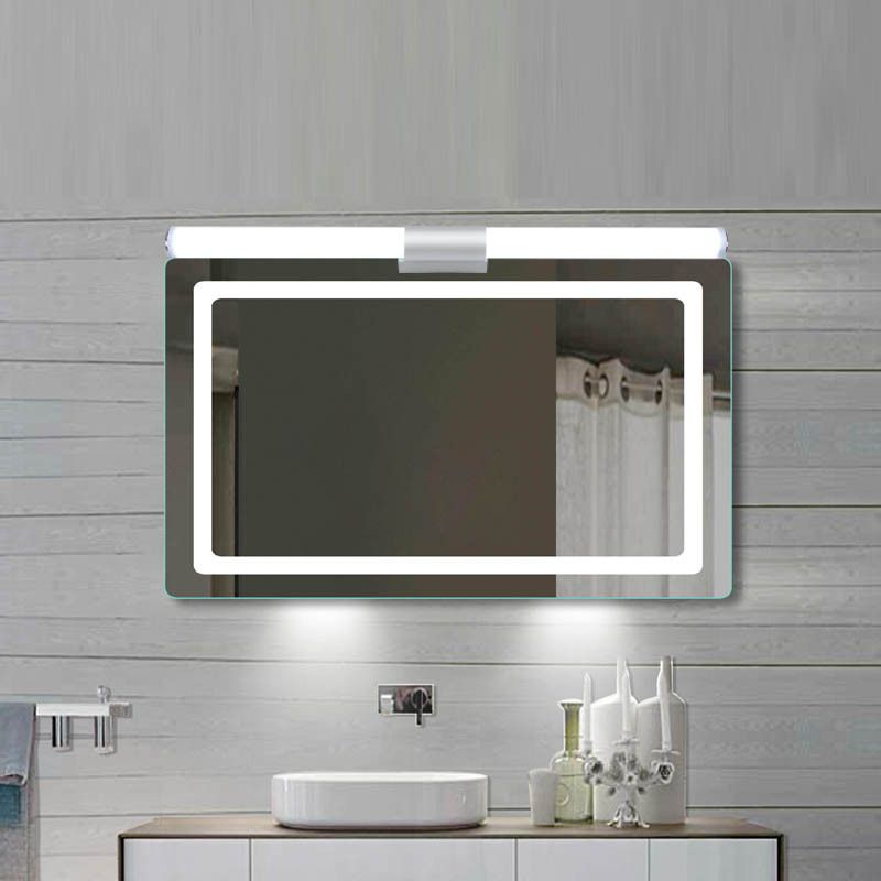 Iluminación de pared de sombra lineal lámpara de apliques de metal de estilo 1 de luz en plata