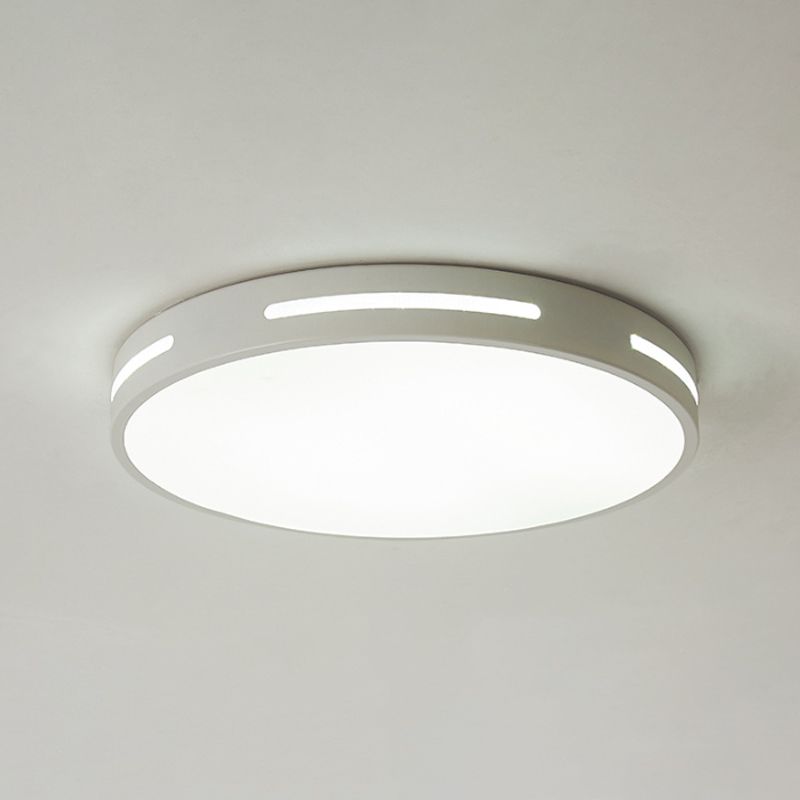 Square/Round Bedroom Flush Light Metal 12"/16"/19.5" Wide LED Minimalist Close to Ceiling Lamp in White