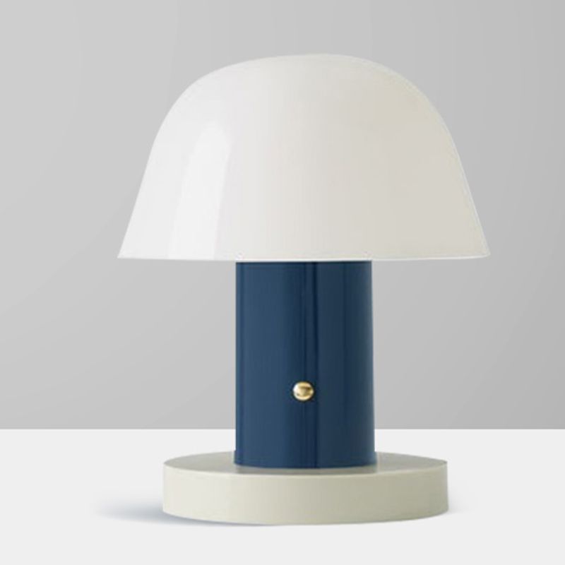 Metal Mushroom Desk Lighting Contemporary LED Night Table Lamp in White and Blue/Brown and Blue for Living Room