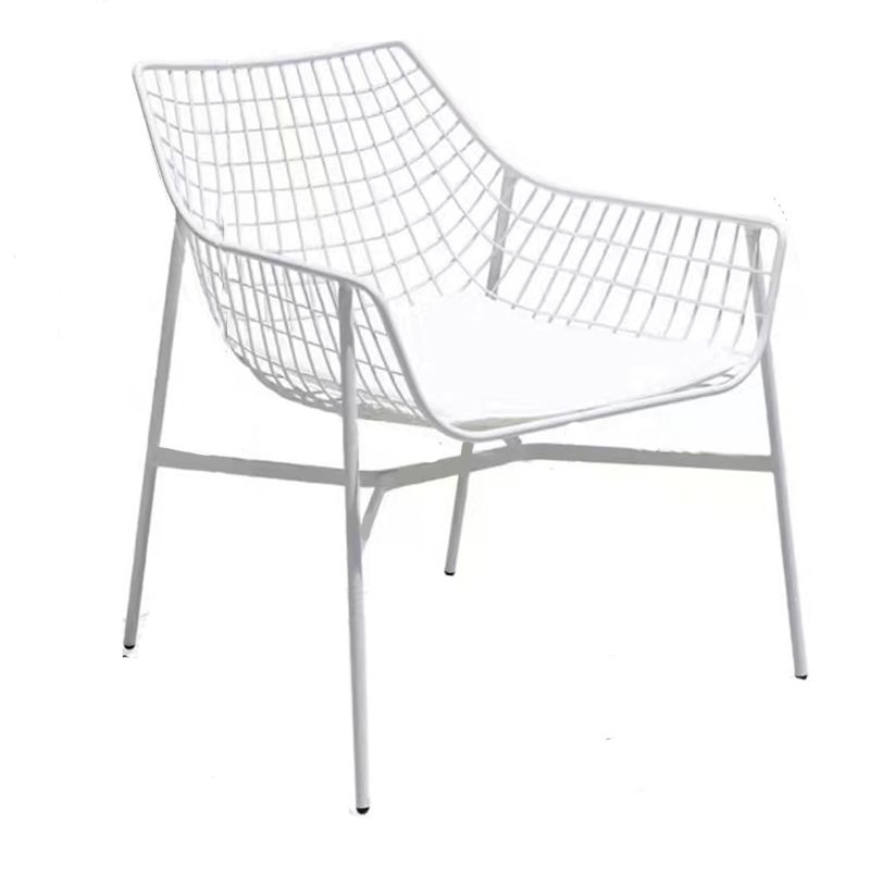 Modern Dining Side Chair Metal Removable Cushion Outdoor Bistro Chairs